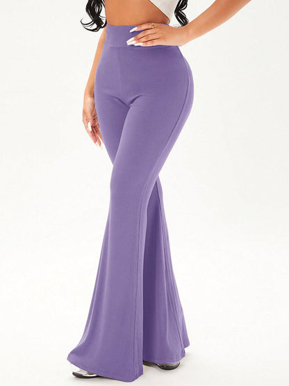 بنطلون بساق واسع موحدة اللون