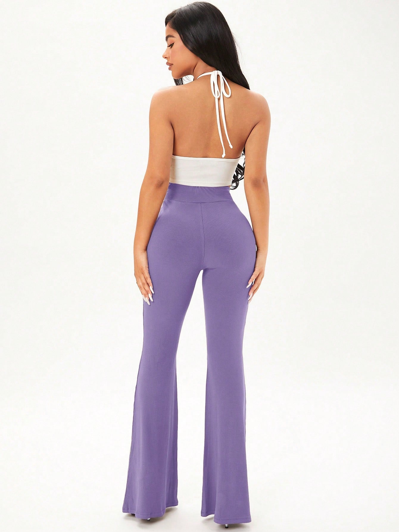 بنطلون بساق واسع موحدة اللون