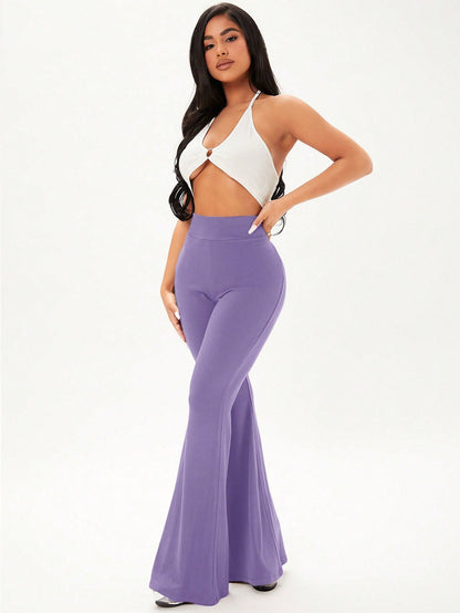 بنطلون بساق واسع موحدة اللون