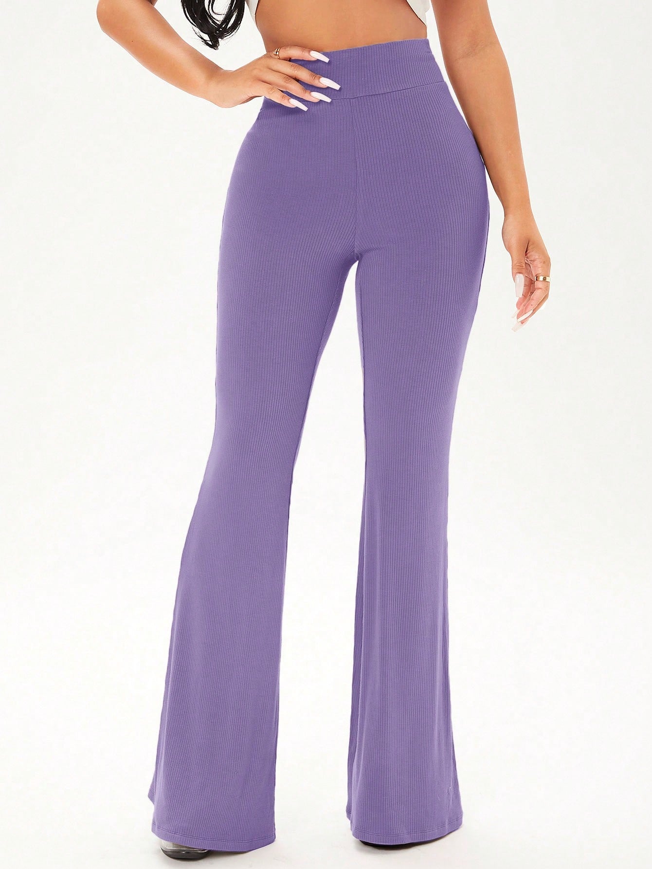 بنطلون بساق واسع موحدة اللون