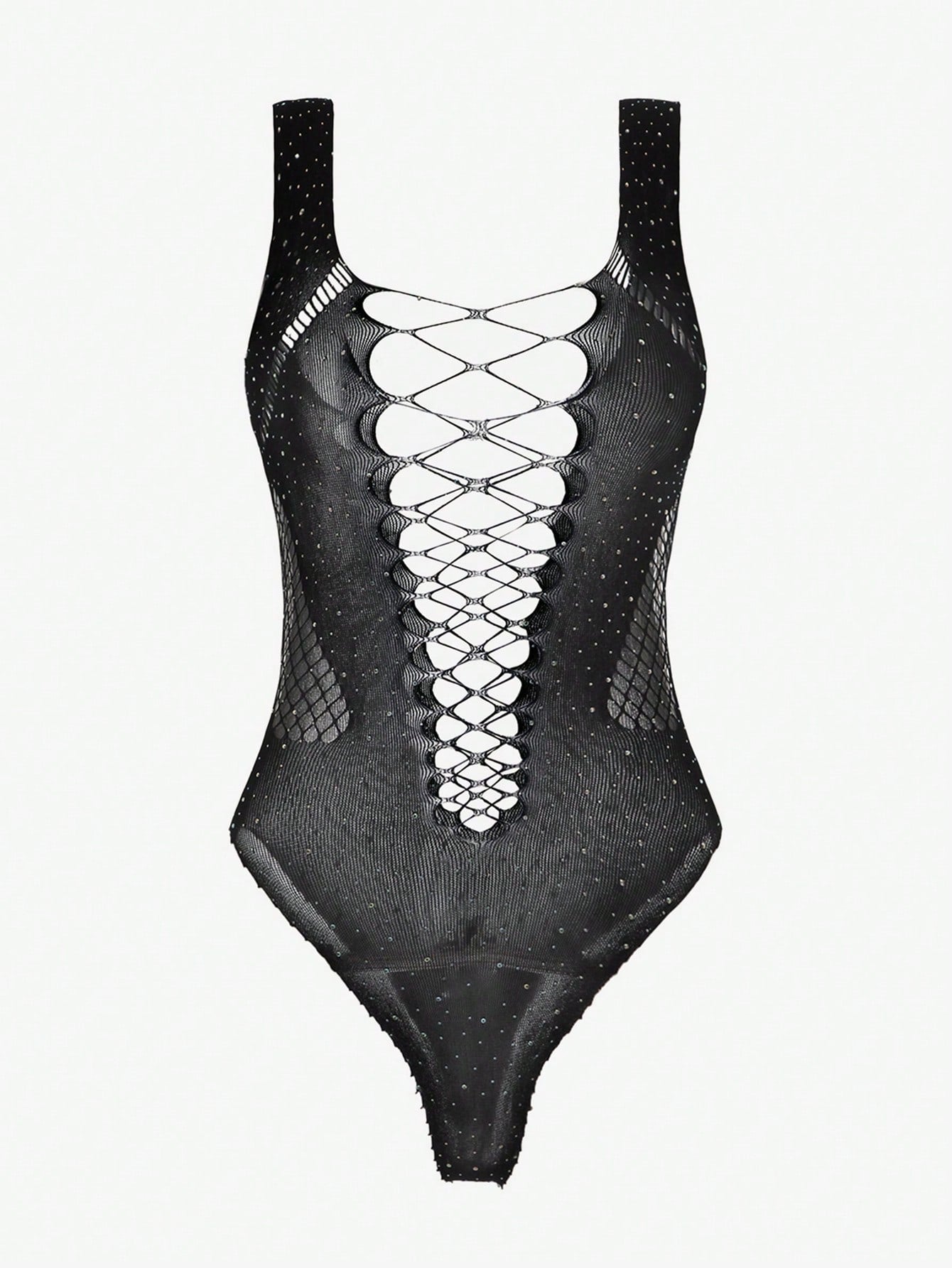 بوديسوت تيدي بجسم شفاف مقطّع من الشباك بدون حمالة، ملابس داخلية