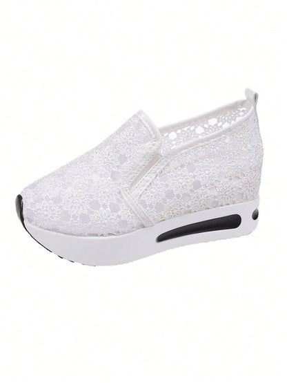 حذاء رياضي للنساء نمط زهري كعب منحدر كعب منصة الى الأنشطة في الهواء الطلق