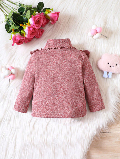 تي شيرت مقلم بكشكش عنق عالي عقدة الفراشة أمامية