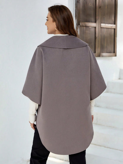 معطف رداء موحدة اللون مفتوح امامي مقاس كبير