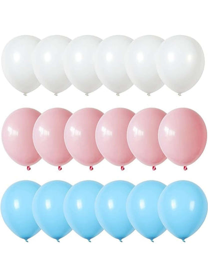 مجموعة بالونات وردية وزرقاء وبيضاء عبارة عن 30 قطعة بالون لاتكس بألوان باستيل وردية وزرقاء وبيضاء