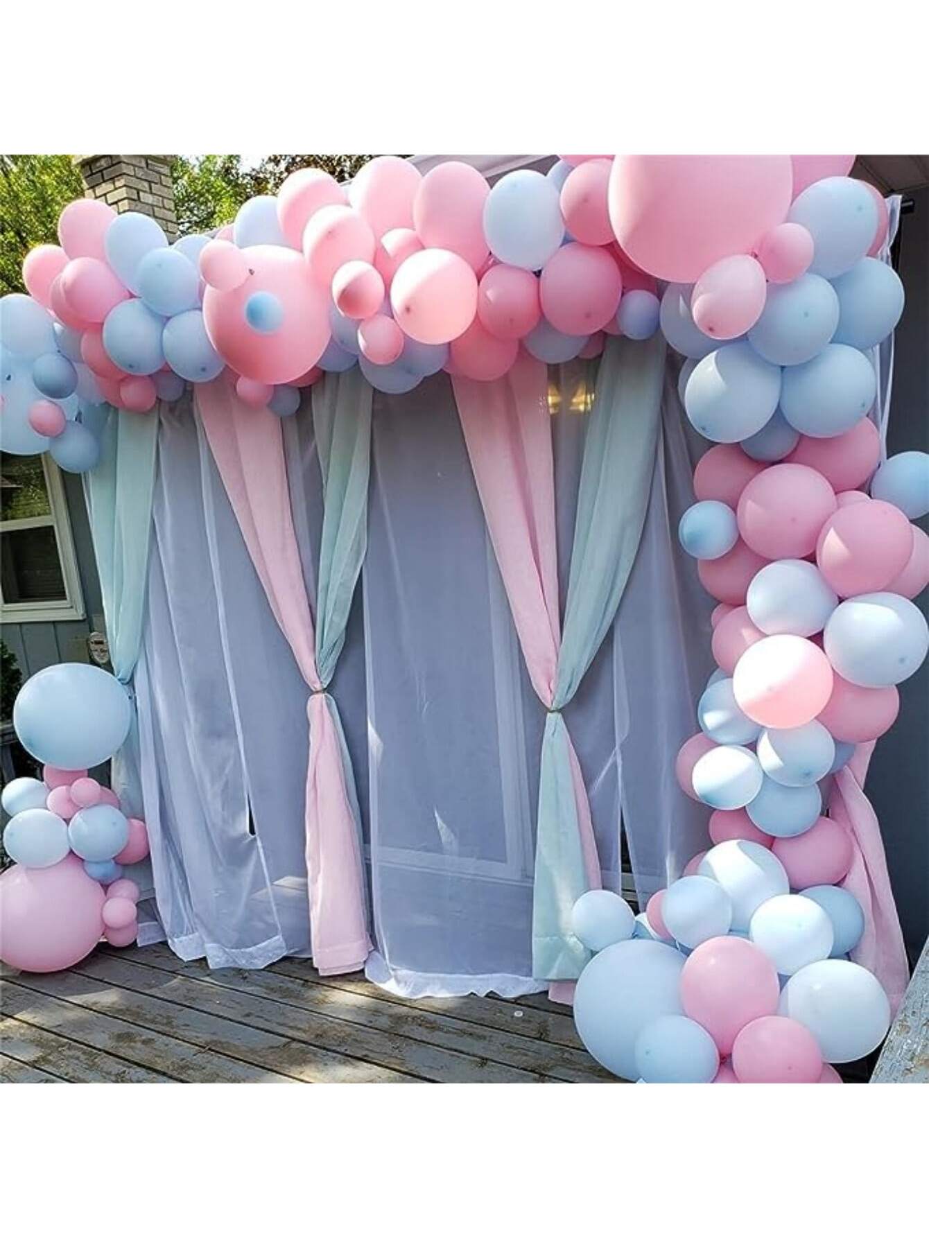 مجموعة بالونات وردية وزرقاء وبيضاء عبارة عن 30 قطعة بالون لاتكس بألوان باستيل وردية وزرقاء وبيضاء