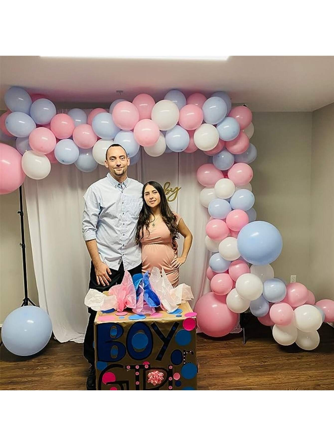 مجموعة بالونات وردية وزرقاء وبيضاء عبارة عن 30 قطعة بالون لاتكس بألوان باستيل وردية وزرقاء وبيضاء