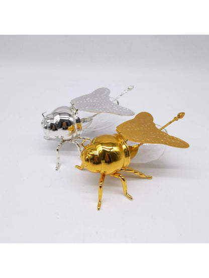 مجموعة إبريق نحلة ذهبية بغطاء وملعقة للتخزين والعرض، مناسبة كهدايا عيد الميلاد وعيد الشكر