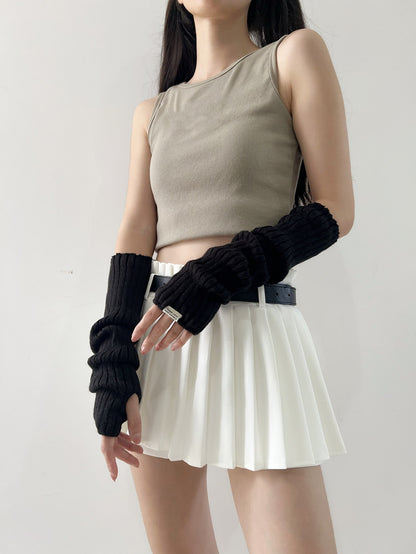 قفازات من الصوف طباعة شعار عصري بدون أصابع للنساء ، كم ذراع دافئ للوقاية من أشعة الشمس