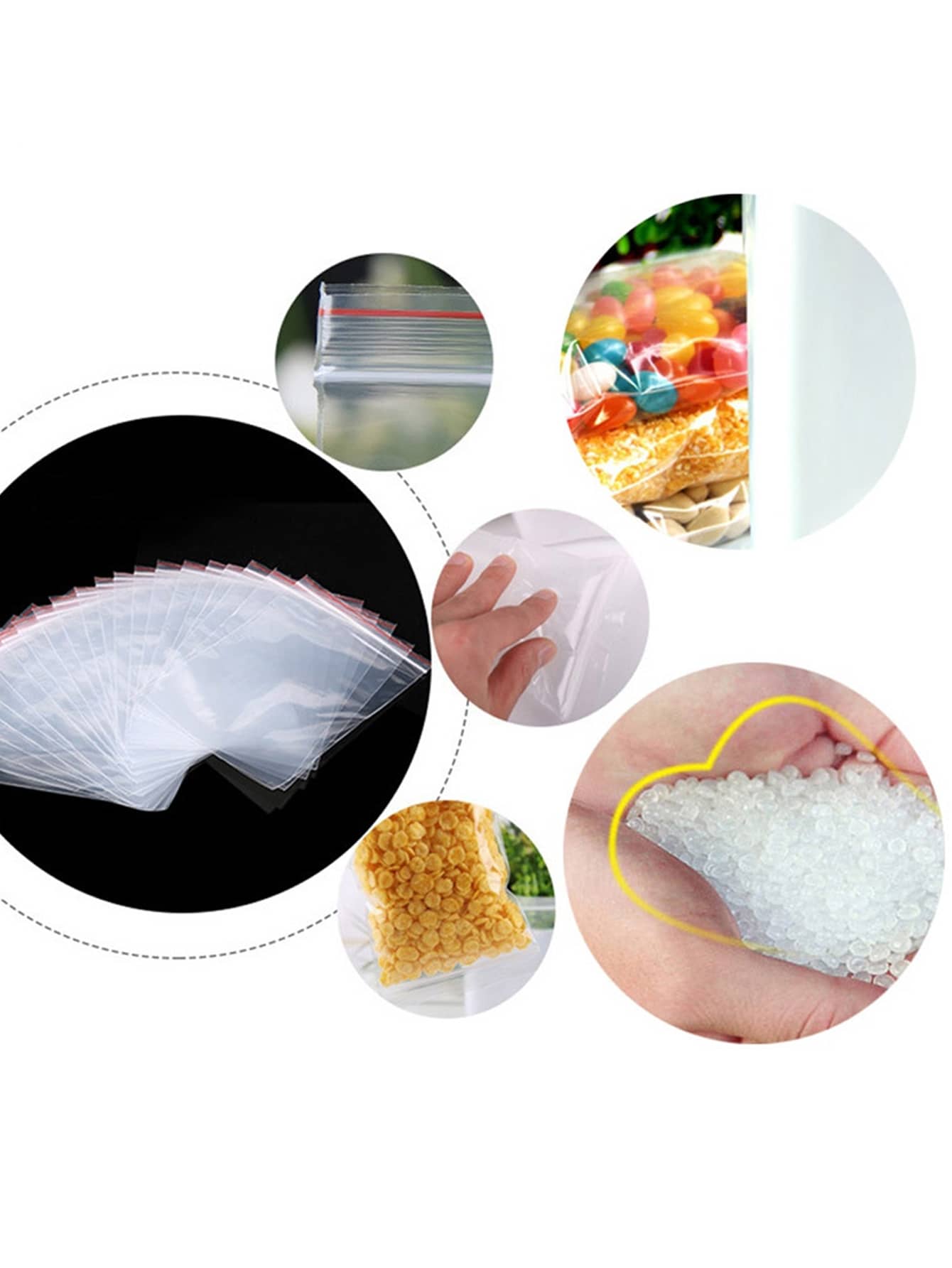 كيس مانع للرطوبة شفاف للتخزين الغذائي المتجدد 100 قطعة/حزمة