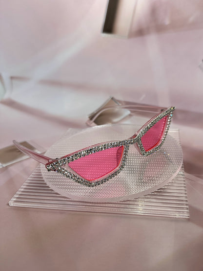 نظارات حفلات موضة فاخرة للنساء مُزينة بالراين واكريستال بإطار وردي بلاستيكي زوج واحد