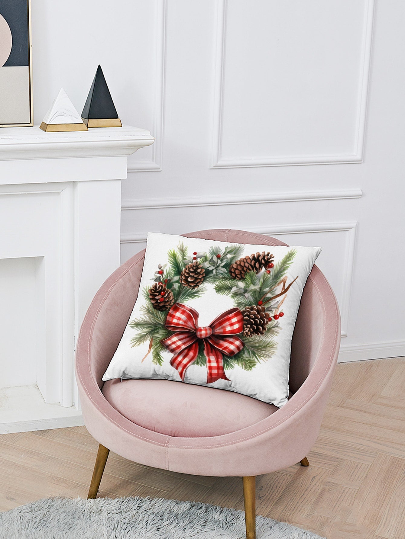 غطاء وسادة مطبوع رقميًا بنمط نباتي قطعة واحدة