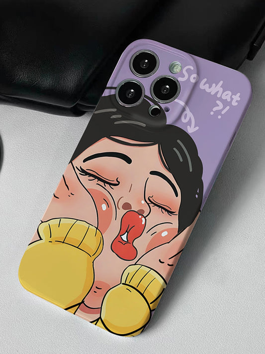 غلاف هاتف مضحك بتصميم فتاة تمسك بوجهها