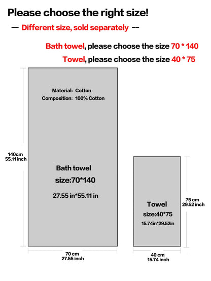 منشفة حمام مطرزة من القطن بتصميم أوروبي، عالية الامتصاص وناعمة وبسيطة ومتوفرة بأحجام مختلفة، يرجى اختيار المقاس المناسب لك