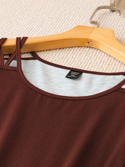 فستان تانك طباعة الأزهار قص مجوف مقاس كبير