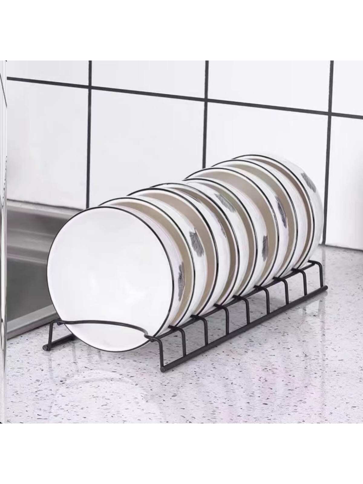 قطعة واحدة من الفولاذ المقاوم للصدأ المدمج في خزانة تعقيم ورف الصرف مع رف وعاء مدمج لأدوات المطبخ والأطباق والوعاء