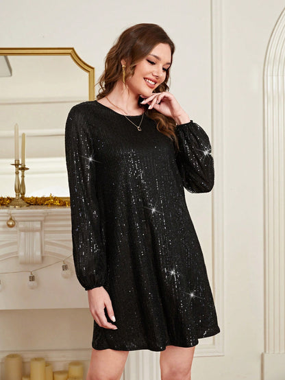 فستان أكمام فانوس ترتر