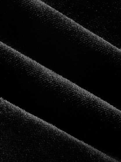 سراويل نيولون فيلفيت بيج واسعة وكاحل مرفوعة مع تريم دانتيل رومانسي باللون الأسود ليلة رومانسية