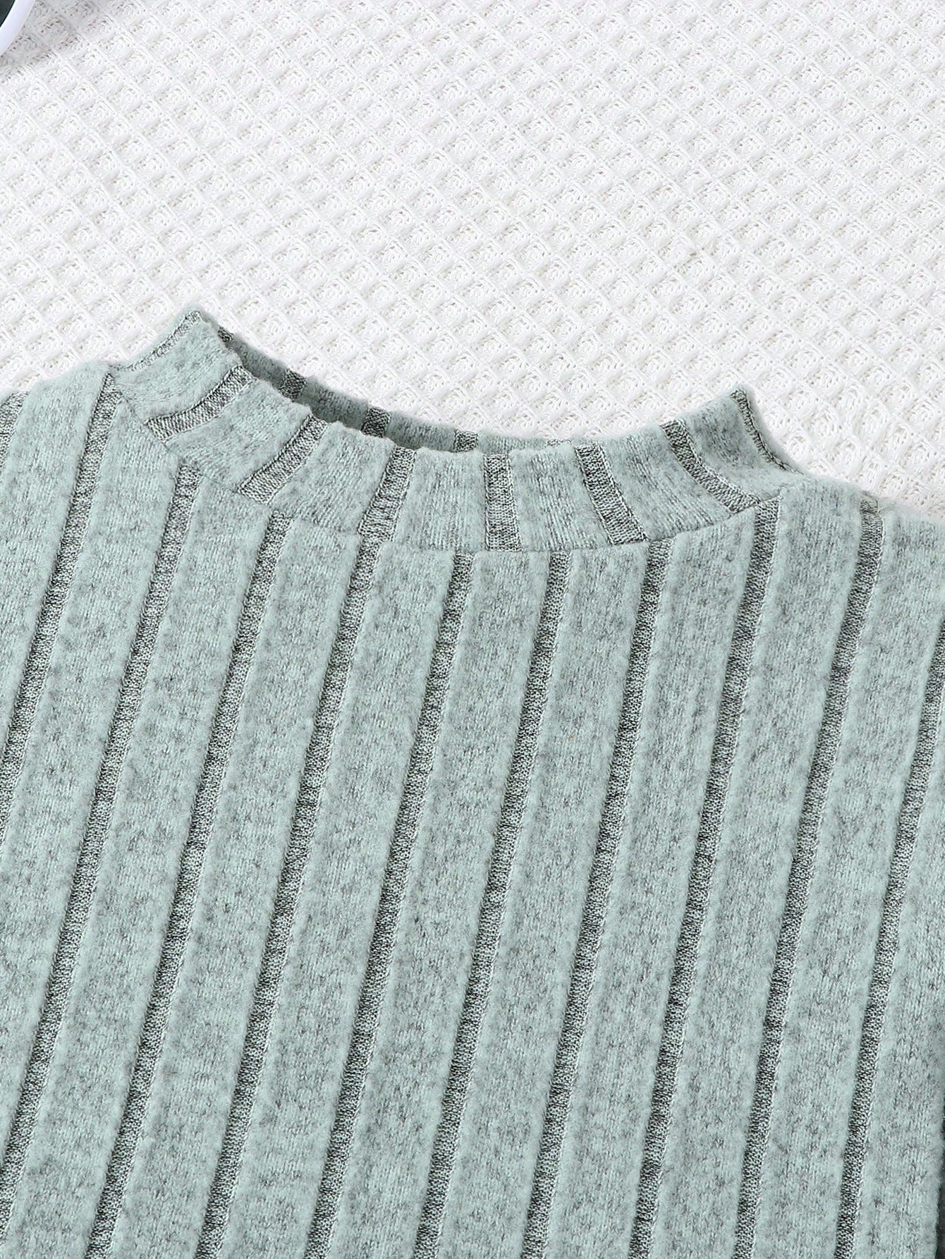 بنت طفل تفاصيل مرقع بعبارة وقوف الياقة تي شيرت & بنطلون بساق واسع