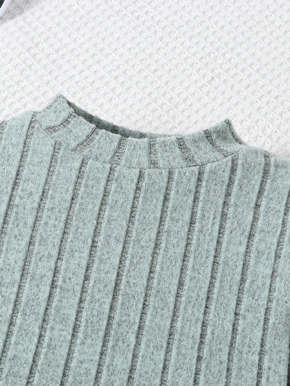 بنت طفل تفاصيل مرقع بعبارة وقوف الياقة تي شيرت & بنطلون بساق واسع