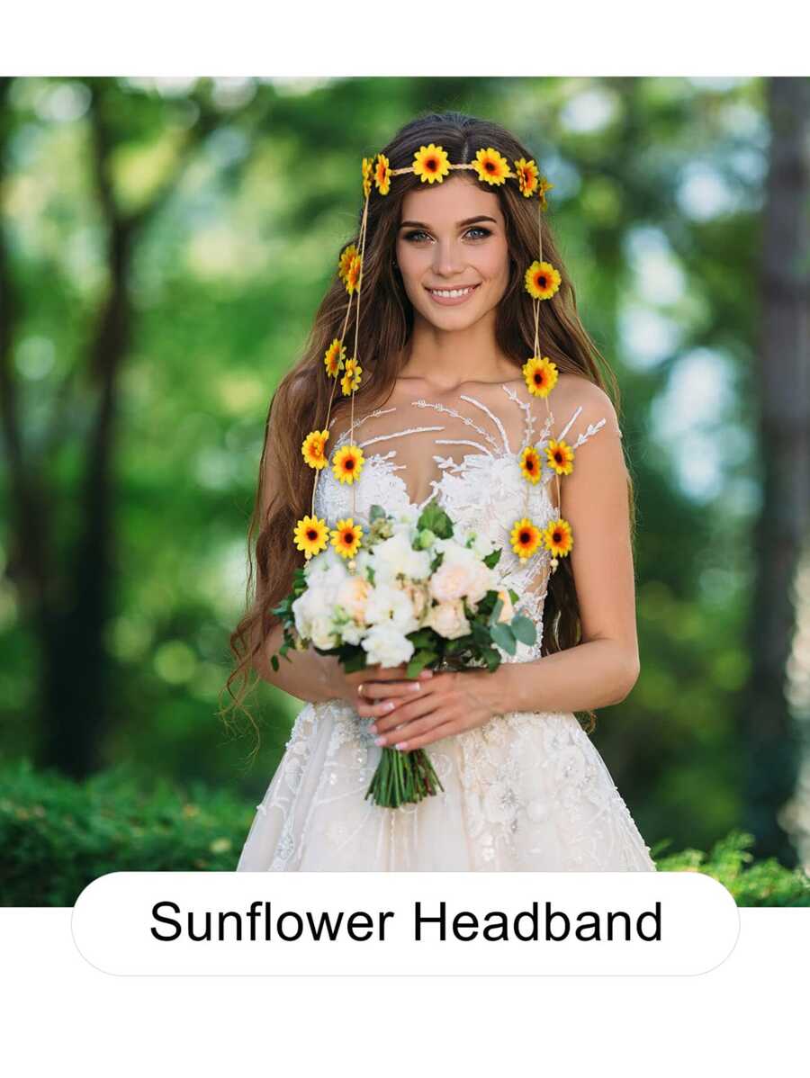 إكليل زهري بوهيمي بزهور عباد الشمس