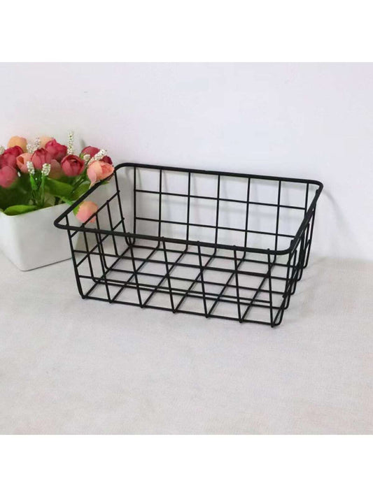 سلة تخزين مكتبية بسيطة ومصنوعة من معدن