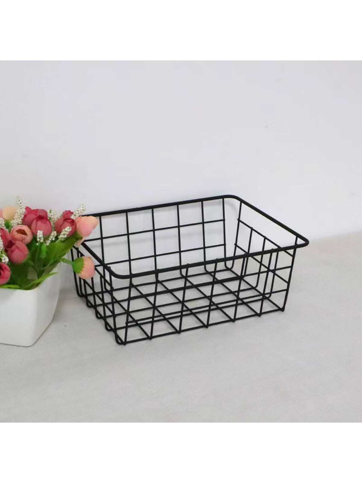 سلة تخزين مكتبية بسيطة ومصنوعة من معدن