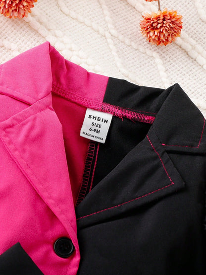 سترة بحزام ومزخرفة بكشكشة للفتيات الصغيرات وبلوزة وسروال كامي