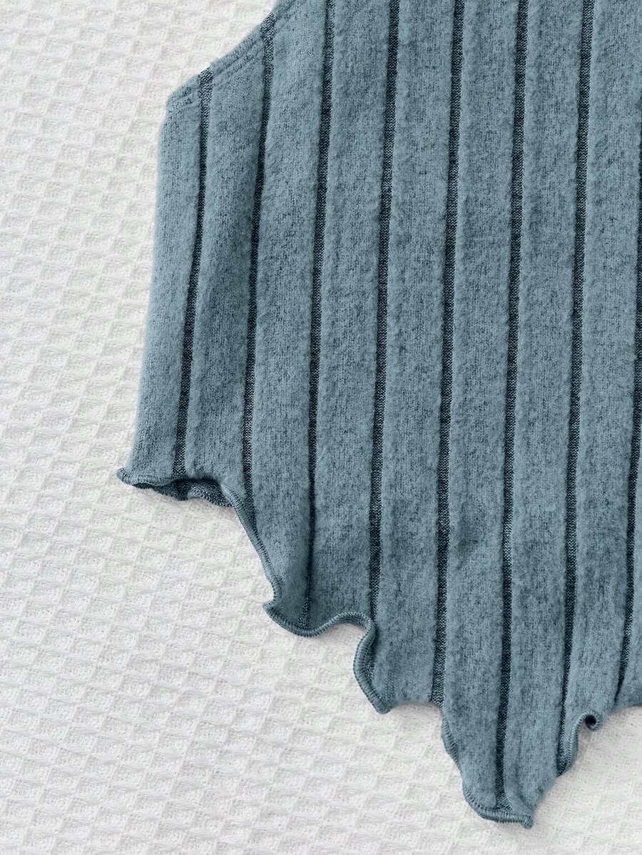 بنت طفل مقلم نمط نبات الخس لباس علوي رسن & بنطلون بساق واسع