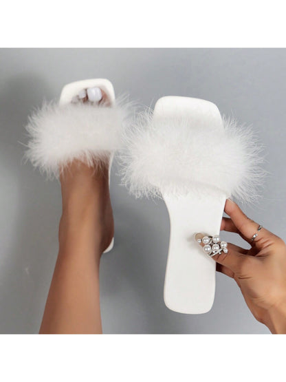 نعال شبشب مربعة الاصبع ناعمة وفضفاضة للنساء