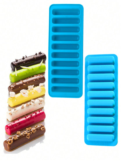 قالب سيليكون مستطيل 10 فتحات واحد لصنع كعكة الأصابع، الشوكولاته، الحلوى، المعجنات الفرنسية، الخبز، صنع الثلج في المطبخ