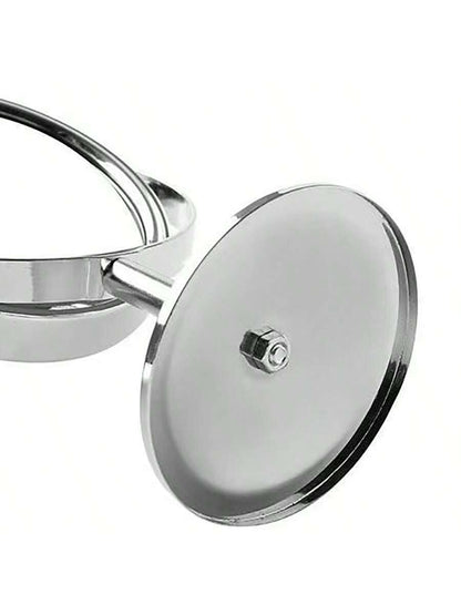 مرآة ماكياج مكتبية معدنية ذات وجهين ، 3 بوصات، دائرية أو بيضوية، مرآة تجميل محمولة، مرآة بتكبير 1:2، مرآة دوارة بزاوية 360 درجة