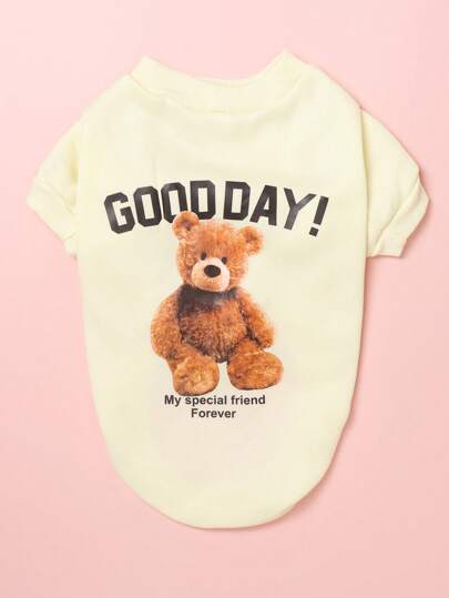 سترة رقبة دائرية رائعة بطبعة دب للخريف/الشتاء للكلاب والقطط الصغيرة