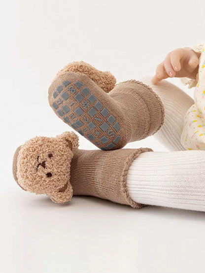 الجوارب الأرضية دب رسوم كارتون مانع للانزلاق 1 زوج للاطفال