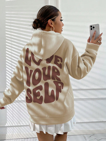 هودي بطباعة شعار منخفض الاكتاف رباط مبطن حراري