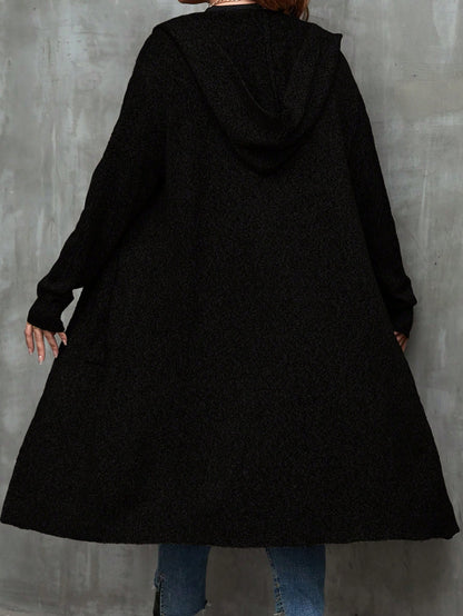 كارديجان جيب مزدوج قبعة مفتوح امامي مقاس كبير