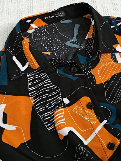 قميص مقصوص ربطة أمامية بطبعة جرافيك لفصل الصيف
