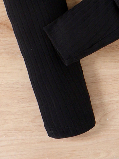 بنت طفل طباعة الفهد حزام معطف & تي شيرت وطماق