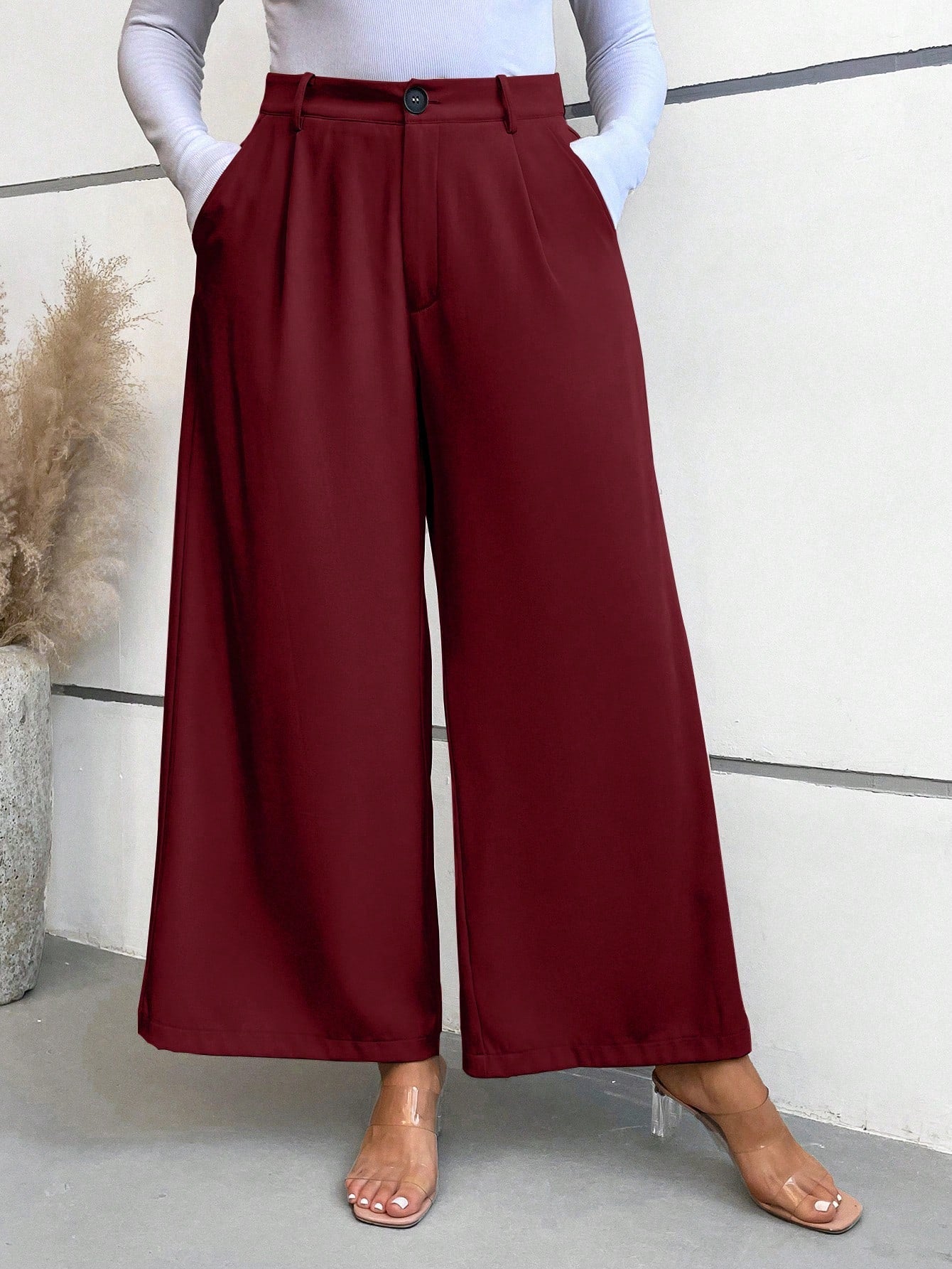 بنطلون بدلة ساق عريضة مقاس كبير