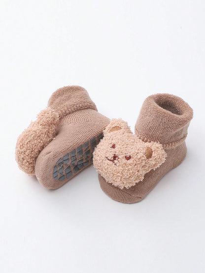 الجوارب الأرضية دب رسوم كارتون مانع للانزلاق 1 زوج للاطفال