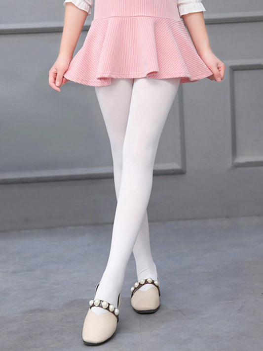 بنطلون بناتي قطني أبيض واحد، موشّح بالمخمل ، لتمارين الرقص والأزياء العصرية