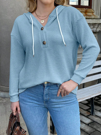 هودي ازرار نصف منخفض الاكتاف رباط مقاس كبير