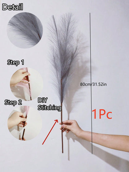 نبات البامباس الاصطناعي الكبير المنسوج 3 في 1 بطول 3.62 قدم ناعم وريشي