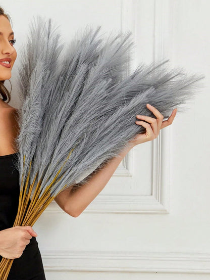 نبات البامباس الاصطناعي الكبير المنسوج 3 في 1 بطول 3.62 قدم ناعم وريشي