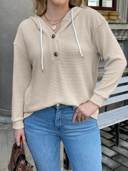 هودي ازرار نصف منخفض الاكتاف رباط مقاس كبير