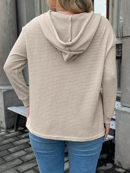 هودي ازرار نصف منخفض الاكتاف رباط مقاس كبير