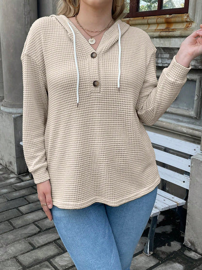 هودي ازرار نصف منخفض الاكتاف رباط مقاس كبير