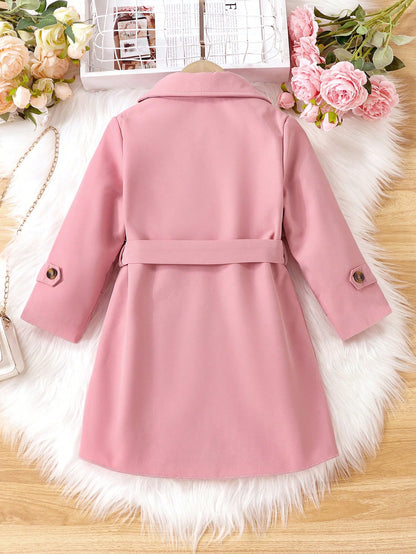 بنت طفل صف ازرار مزدوجة معطف مطر