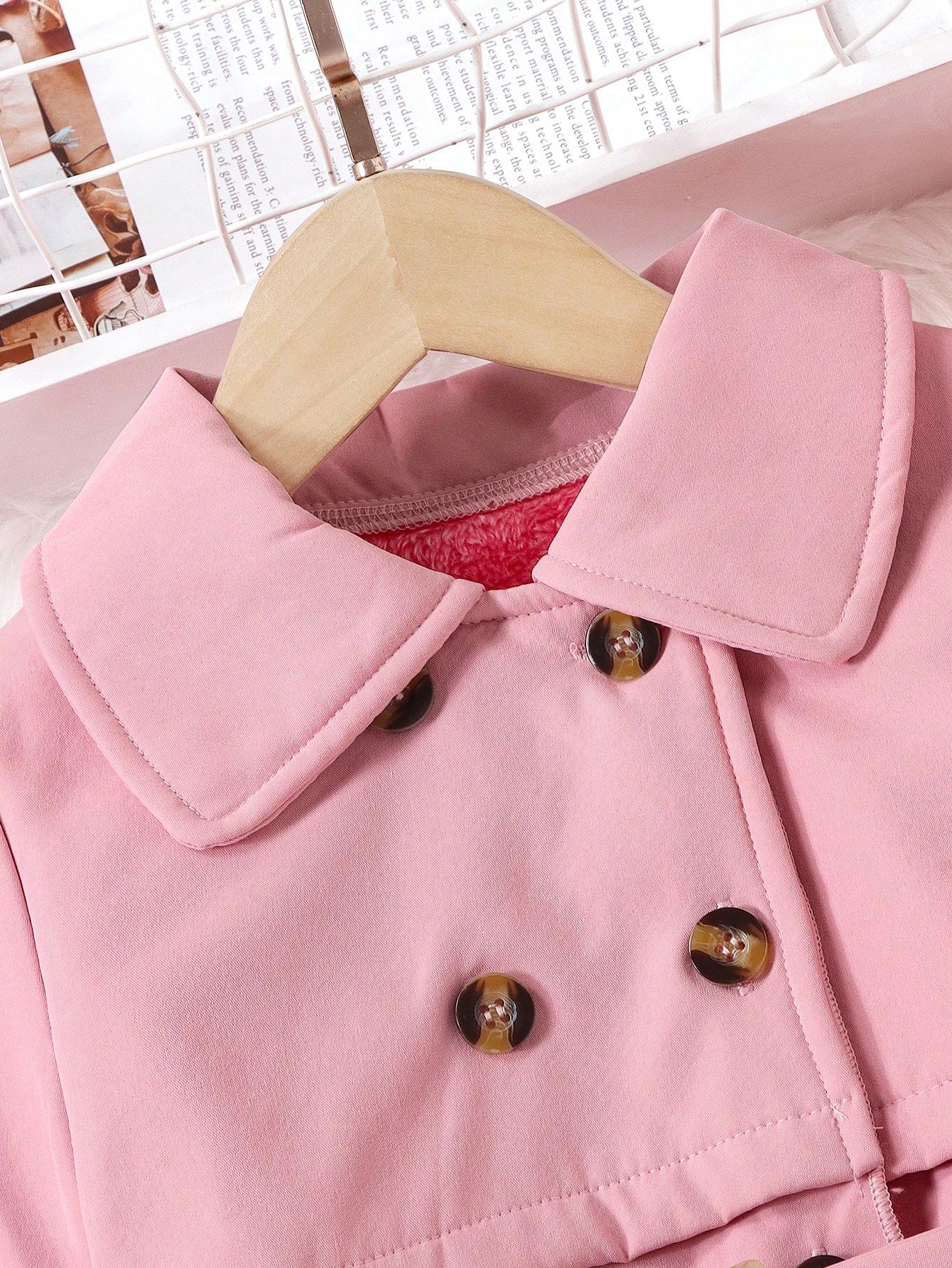 بنت طفل صف ازرار مزدوجة معطف مطر