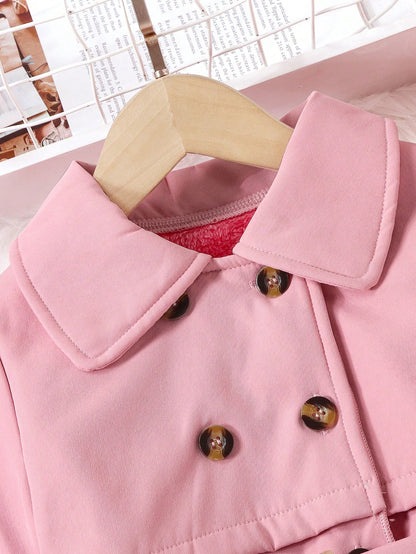 بنت طفل صف ازرار مزدوجة معطف مطر